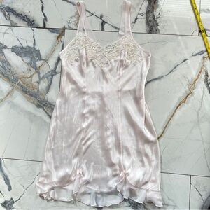 Linea Donatella Blush Satin Chemise with Lace Medium